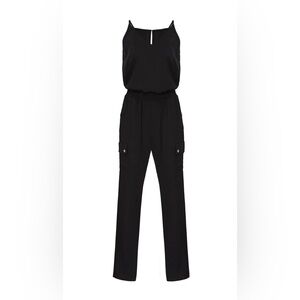Amanda Uprichard Black Crepe Utility Jumpsuit Size Small EUC